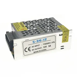 12v电源DC12V适配器36W 3A变压器交流110V 220至DC 12伏12v转换器，用于发光二极管条