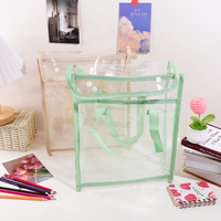 Pochette de rangement A4 transparente et étanche avec poignée, porte-documents en PVC, pochette de rangement portable pour fournitures scolaires, bureau et examens