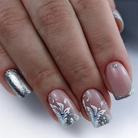 Instant Salon Mani Mariage Lumineux Faux Noir Rond Cercueil Acrylique Bleu Clair Ongles