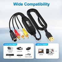 Tarjeta de Captura de Video USB con Cable de 1m, Conectores RCA y S-Video para Cámara, Grabación MP4 1080p