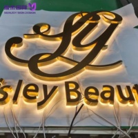 Letrero Comercial Personalizado de Acero Inoxidable con Retroiluminación, Grabado en 3D, Color Negro Mate, Logotipo para Pared Exterior para Centros Comerciales, Empresas, Salones de Belleza y Tiendas