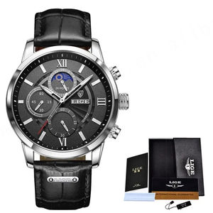 LIGE 8932 nuevos relojes para hombre, reloj resistente al agua, reloj de cuarzo informal, reloj deportivo para hombre, marca superior de lujo, reloj Masculino de cuero marrón - Product Image 5