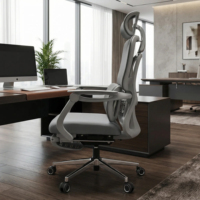 Chaise de bureau ergonomique en maille, dossier haut, respirante, soutien lombaire, pivotante et réglable