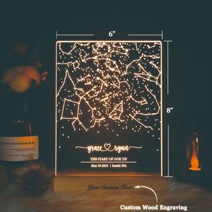 <span class=keywords><strong>Il</strong></span> <span class=keywords><strong>cielo</strong></span> <span class=keywords><strong>stellato</strong></span> <span class=keywords><strong>il</strong></span> giorno della nascita lampada decorativa atmosfera comodino luce notturna in legno piatto acrilico LED Souvenir regalo - Product Image 4