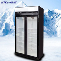 Refrigerador Comercial para Bebidas, Enfriador, Congelador con Puerta de Vidrio y Enfriamiento por Aire, Equipo de Refrigeración