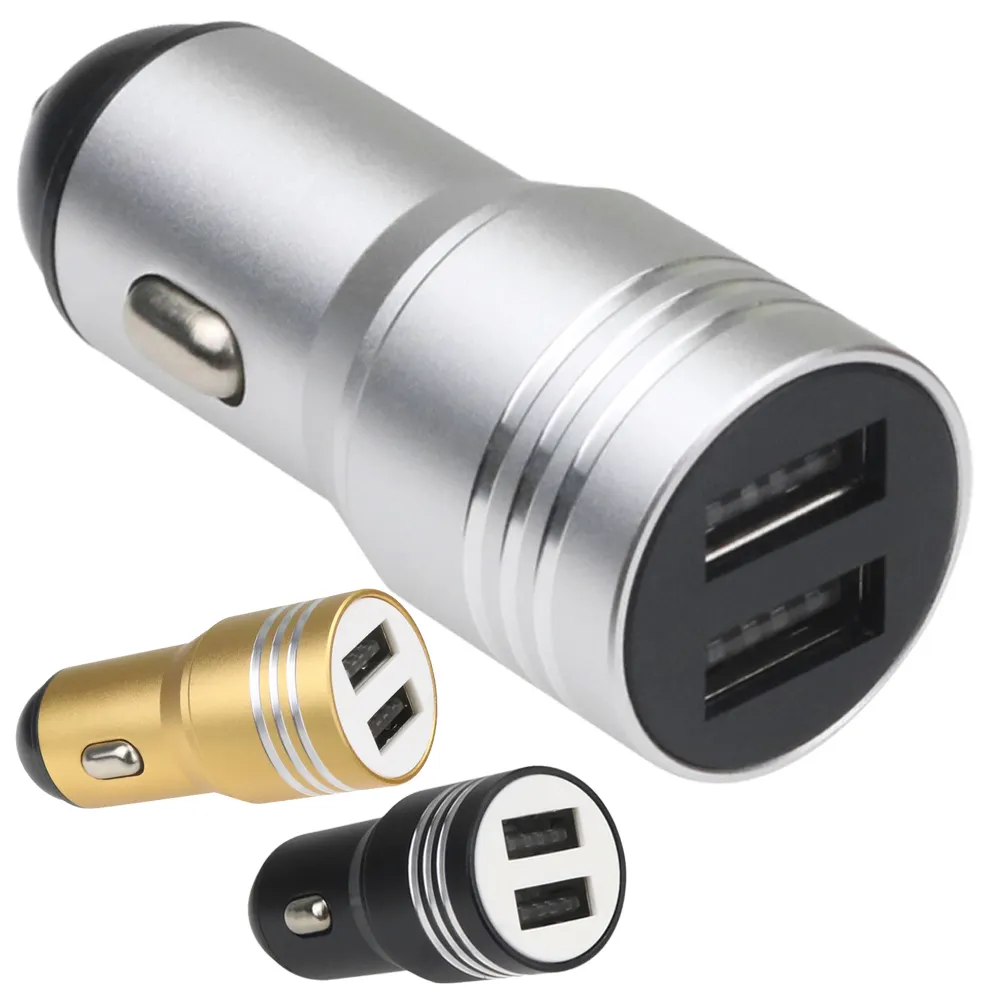 Aluminum Housing 12V Double Fast Charging Adapter Mobile Phone Dual USB Car Charger