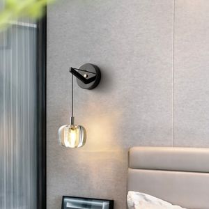 Nouvelle arrivée Applique d'allée en acier inoxydable Applique murale en cristal moderne de luxe Led Applique murale de chevet noire - Product Image 2