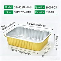 Conteneur rectangulaire en aluminium de 750 ml avec couvercle, boîte à emporter en aluminium directement de l'usine, design épaissi résistant à la chaleur