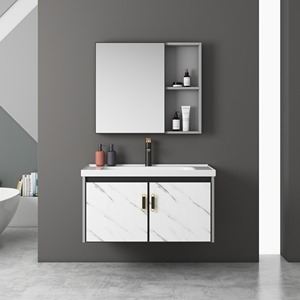 <span class=keywords><strong>Mueble</strong></span> de Baño para Hotel Tocador <span class=keywords><strong>con</strong></span> Lavabo Gabinete de Aluminio Lavabo de Piedra Sinterizada Gabinete de Baño Moderno <span class=keywords><strong>con</strong></span> Espejo - Product Image 3