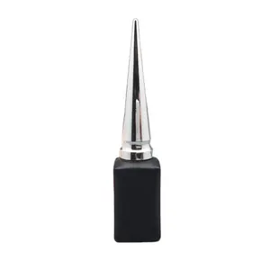 Оптовая продажа, прямоугольная форма, 11 мл, матовый черный УФ-Гель-лак для ногтей с красивой конусной серебристой длинной крышкой для лака для ногтей