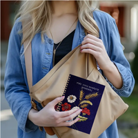 Journal de gratitude en lin brodé personnalisé avec spirale, bobine, reliure à fil, carnet de notes à couverture rigide, planificateur personnalisé