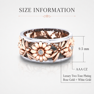 Anello Bicolore con Libellula e Motivi Floreali per Donne, Anello da Dito Creativo e alla Moda - Product Image 5