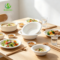 Bol jetable rond SUMKOKA de 6 pouces, compatible micro-ondes, biodégradable, en pulpe de canne à sucre compostable