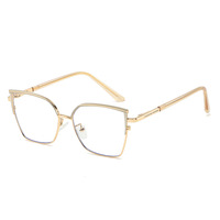6967 Nouvelles Lunettes de Soleil Photochromiques Anti-Lumière Bleue Rétro Bicolores Cat-Eye pour Hommes et Femmes, Monture Métallique Universelle Anti-Lumière Bleue