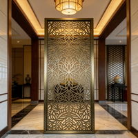 Paravent décoratif en acier inoxydable doré, découpé au laser, à motifs de cercles entrelacés, pour séparation de pièce, panneau de hall d'hôtel