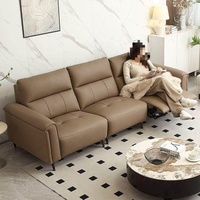 Canapé trois places en cuir pleine fleur minimaliste moderne de première classe, inclinable électriquement, à poser près du mur, modèle Kuli 8825, pour salon