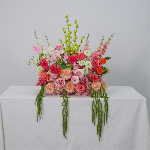 Tapis d'allée de mariage en soie en gros, fleurs artificielles colorées de haute qualité en forme de rose pour la décoration de mariage - Product Image 1