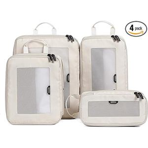 Bolsas de Compresión Portátiles de Gran Capacidad para Ropa, Juego de 4 Bolsas de Almacenamiento Ligeras, Duraderas y Transpirables con Cierre de Cremallera y Malla, para Viaje - Product Image 1