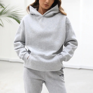 Pull à capuche en molleton tricoté doux pour femme, avec poche avant, cordon de serrage, respirant, écologique, doublé, confortable, décontracté - Product Image 3