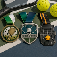 Médaille de pickleball personnalisée en métal, émail souple, avec logo et ruban imprimé, pour compétition sportive, souvenir, vente en gros