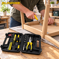 Kit d'outils à main pour la maison SUNRISE 21 pièces avec pinces, tournevis, embouts, douilles, couteau utilitaire, mètre ruban et étui pour les réparations domestiques