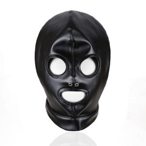 PU Open <span class=keywords><strong>Mouth</strong></span> Eye Leder maske 3 Löcher Leder masken Leder Kopf bedeckung - Product Image 1