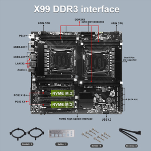 Scheda Madre Server E-ATX X99 a Doppia CPU Intel LGA 2011-3 Supporta E5 V3 <span class=keywords><strong>DDR3</strong></span> RECC M.<span class=keywords><strong>2</strong></span> NVME NGFF USB3.0 SATA 64 GB - Product Image 3