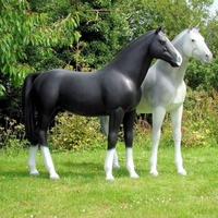 Statue d'animal en résine de décoration de jardin extérieure personnalisée, statue de cheval noir en résine de taille réelle, sculpture en fibre de verre à vendre