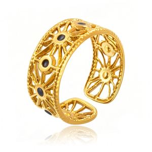 Bague en acier inoxydable plaqué or pour femme, style minimaliste, motif goutte d'huile, tendance - Product Image 1
