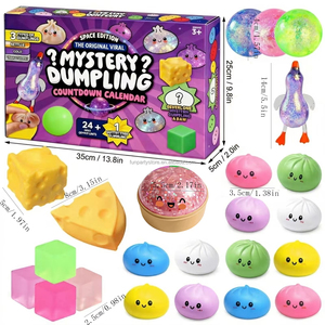 Calendrier de l'Avent 2026 PU Mystery Box – 24 Pièces de Jouets Sensoriels Anti-Stress Doux et Moelleux en Forme de Dumplings Bao Bun pour Adultes - Product Image 6
