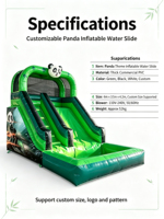 Tobogán Acuático Inflable con Diseño de Panda, Piscina de Aterrizaje, Estilo Bambú de la Selva, Material de PVC Ecológico, Tobogán Acuático Comercial para Interiores
