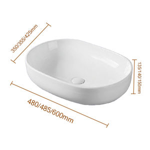<span class=keywords><strong>Vasque</strong></span> à <span class=keywords><strong>poser</strong></span> en céramique ovale artistique pour hôtel, lavabo de comptoir, lavabo de salle de bain - Product Image 2