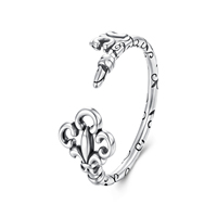 Bague ouverte en argent sterling 925, motif clé vintage, anneau brillant ajouré en forme de cadenas, original pour femme, cadeau magique de conte de fées SCR1180
