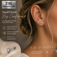 CRYSPURE Bijou de piercing pour cartilage en acier inoxydable chirurgical 316L, labret sans filetage à enfiler, motif papillon et lune