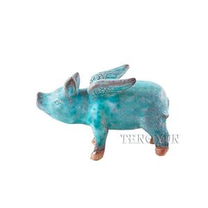 庭豚像アンティーク金属キャスト豚像ブロンズフライング豚彫刻ホームデコレーション用 - Product Image 4