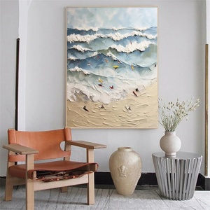 Peinture murale 3D texturée faite à la main, paysage marin et paysage enneigé, décoration pour la maison et l'hôtel, cadeau de pendaison de crémaillère - Product Image 3