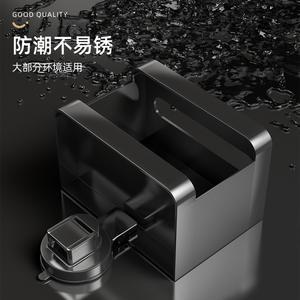 Porte-papier toilette mural rectangulaire gris anthracite à ventouse, sans perçage, design minimaliste - Product Image 5