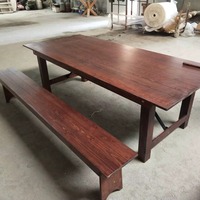 Table rustique de ferme robuste de 6 pi (1,8 m) ou 8 pi (2,4 m) pour hôtels, mariages, événements et fêtes, avec bancs pliants en bois massif