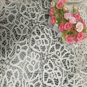Tela nupcial de encaje blanco 2023 tela de encaje de red con cuentas de palabra a mano para vestido de novia - Product Image 1