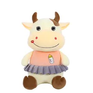 Recheado Macio Mini Mascote Travesseiro Stuffy Gado Bonito Bebê Engraçado Vaca Plush Animal Toy