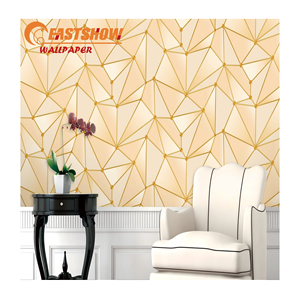 Wallpaper geometris emas perak, stiker dinding pola tidak beraturan garis, Wallpaper efek warna gradien tekstur vinil 3D - Product Image 1