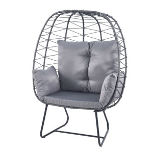 Chaise à œufs Chaise longue en osier d'intérieur avec support et coussins Chaise à œufs pour patio, arrière-cour et porche - Product Image 1