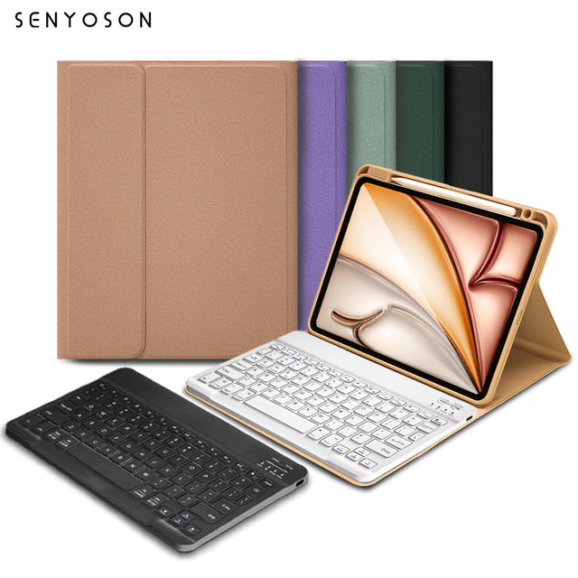 SYX 2025 New Folio Keyboard Case for iPad Detachable BT Keyboard PU Leather Book Cover with Pencil Holder