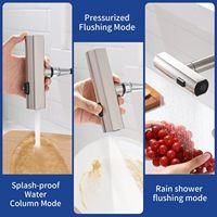 Robinet de cuisine moderne en acier inoxydable à poignée unique avec douchette extractible, bec rotatif à 360°, finition nickel brossé, à poser sur comptoir