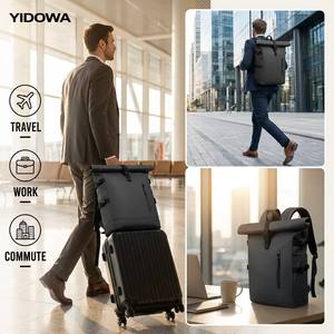 Sac à dos pour ordinateur portable imperméable avec logo personnalisé, fermeture à enroulement et port de charge USB pour les voyages d'affaires - Product Image 3