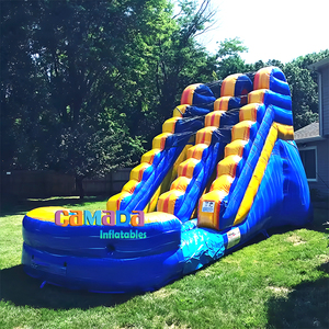 Toboggan aquatique gonflable d'arrière-cour commerciale de 18 pieds de palmier videur sautant marbre noix de coco toboggan tropical avec piscine - Product Image 2