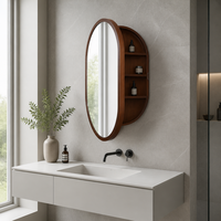 Meilleures ventes : Meuble miroir de salle de bain ovale en bois pour appartement et hôtel