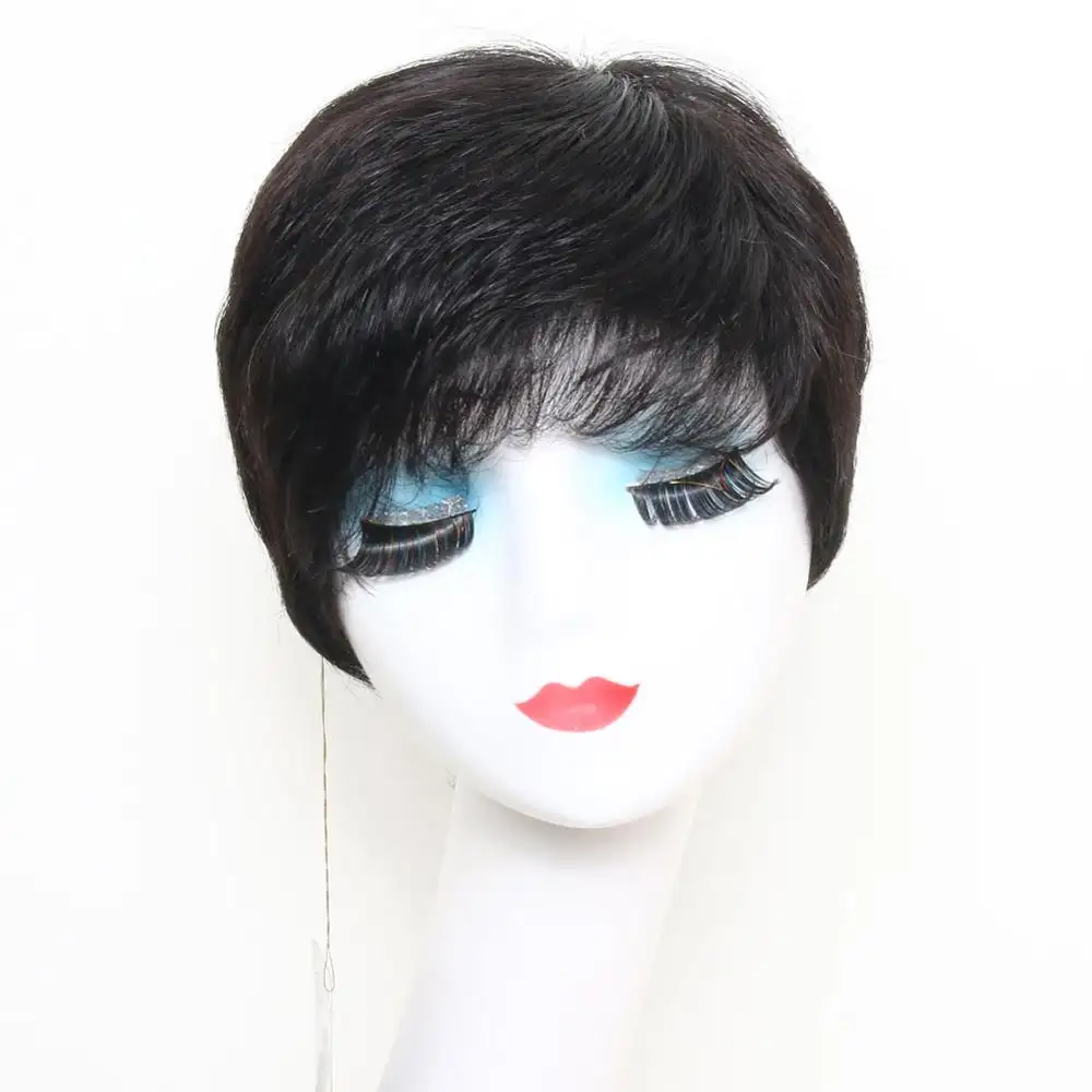 Perruque Pixie Wig brésilienne Remy courte Style Vintage pour femmes noires, 100% cheveux naturels