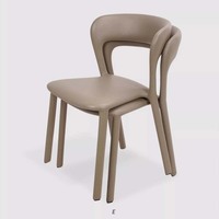 Chaise de salle à manger en cuir gris clair de luxe avec pieds en métal, confortable, rembourrée en tissu velours pour hôtel, restaurant, cuisine