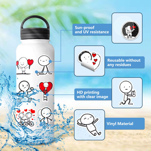 106 autocollants découpés à la forme de personnages minimalistes pour la décoration de carnets et de journaux - Product Image 3